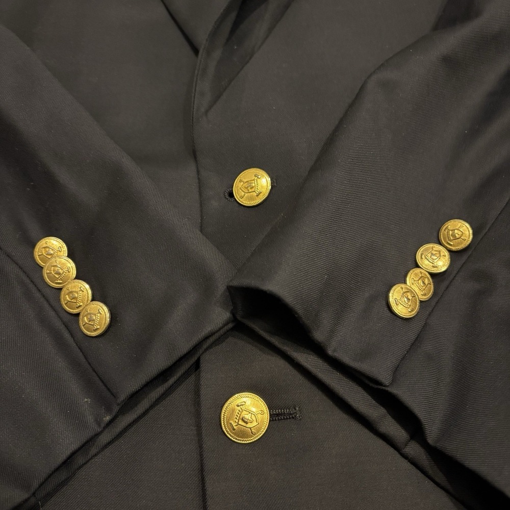 Lauren Ralph Lauren Blazer Men's 50L Navy Blue Gold Buttons Suit Jacket Wool